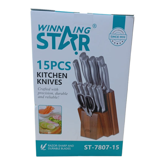Juego de Cuchillos 15 Piezas ST-7807 Winning Star con Base