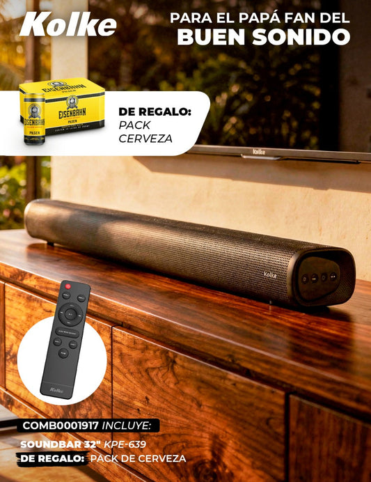 Combo Día del Padre — Soundbar 32" KPE-639 + Pack de Cerveza de Regalo