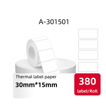 Etiqueta Térmica Autoadhesiva 30×15 mm — Rollo de 380 etiquetas · SATE A-301501