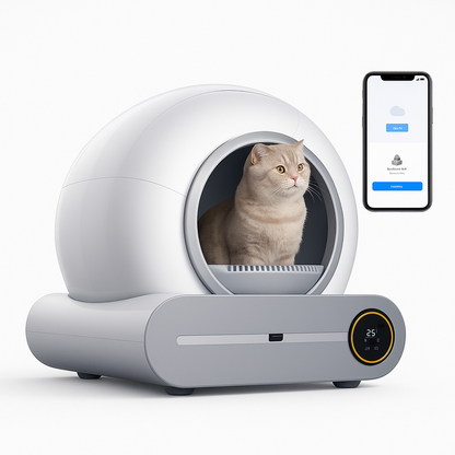Caja de Arena Inteligente para Gatos sate A-MSBF012 Blanca 65L