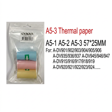 Papel Térmico 57×25 mm — Pack de 3 rollos de colores · SATE A5-3