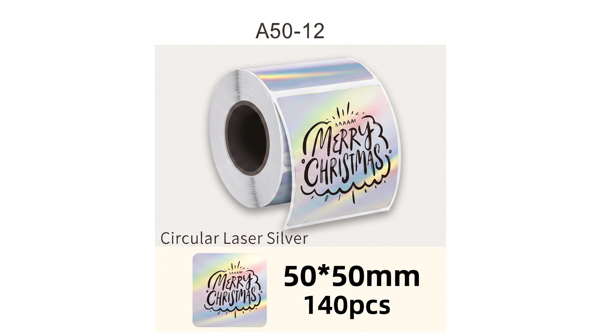 Etiqueta circular Laser Silver 50x50 mm SATE A50-12