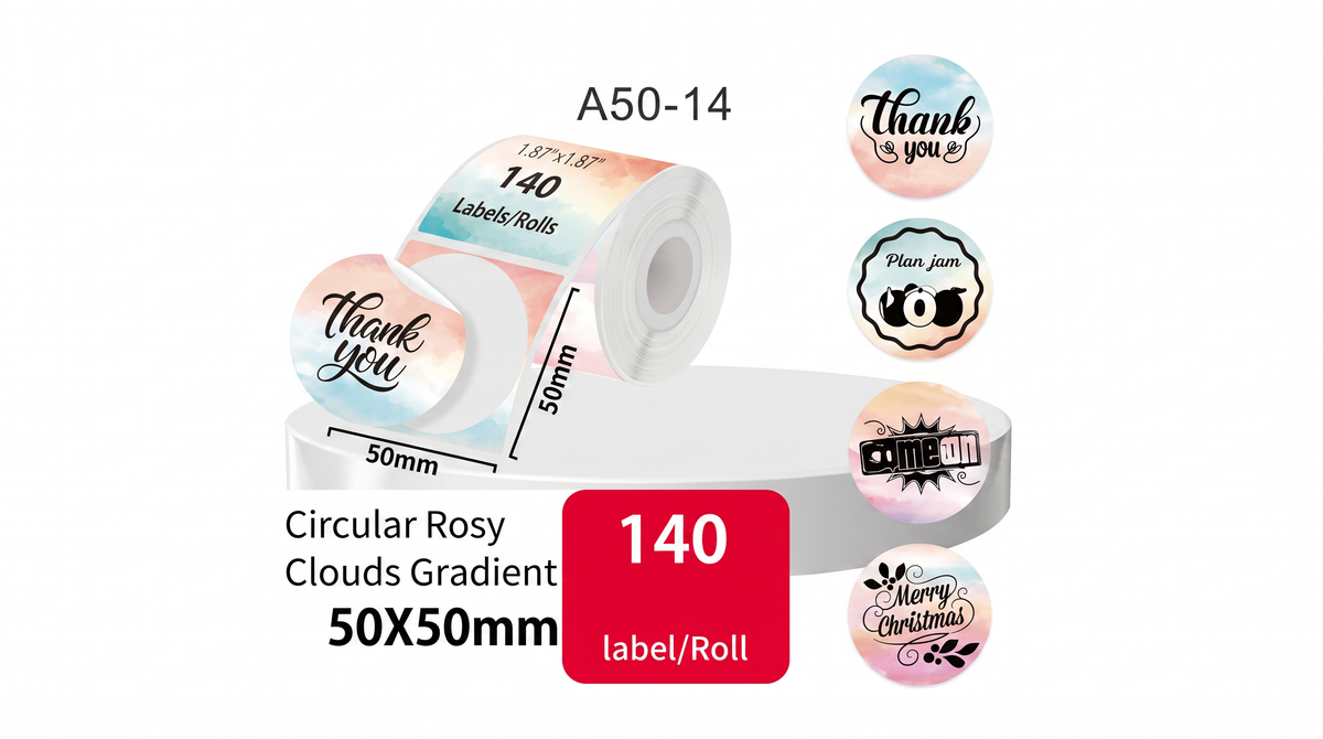 Etiqueta circular Rosy Clouds 50x50 mm SATE A50-14