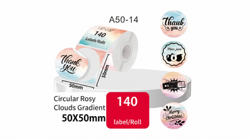 Etiqueta Térmica Circular Decorativa Rosy Clouds 50×50 mm — Rollo de 140 · SATE A50-14