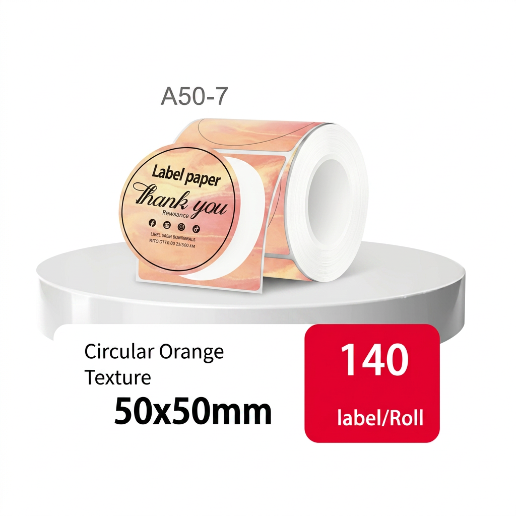 Etiqueta circular decorativa naranja 50x50 mm SATE A50-7
