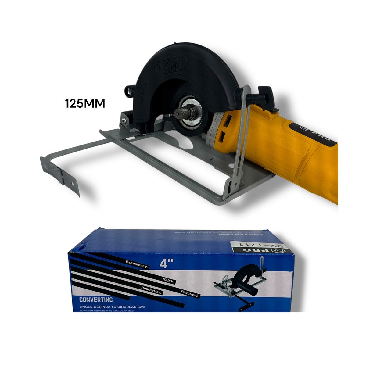 Adaptador Amoladora a Sierra Circular 125mm DV-1711 Corte Ajustable de DIVINO, producto centrado sobre fondo blanco