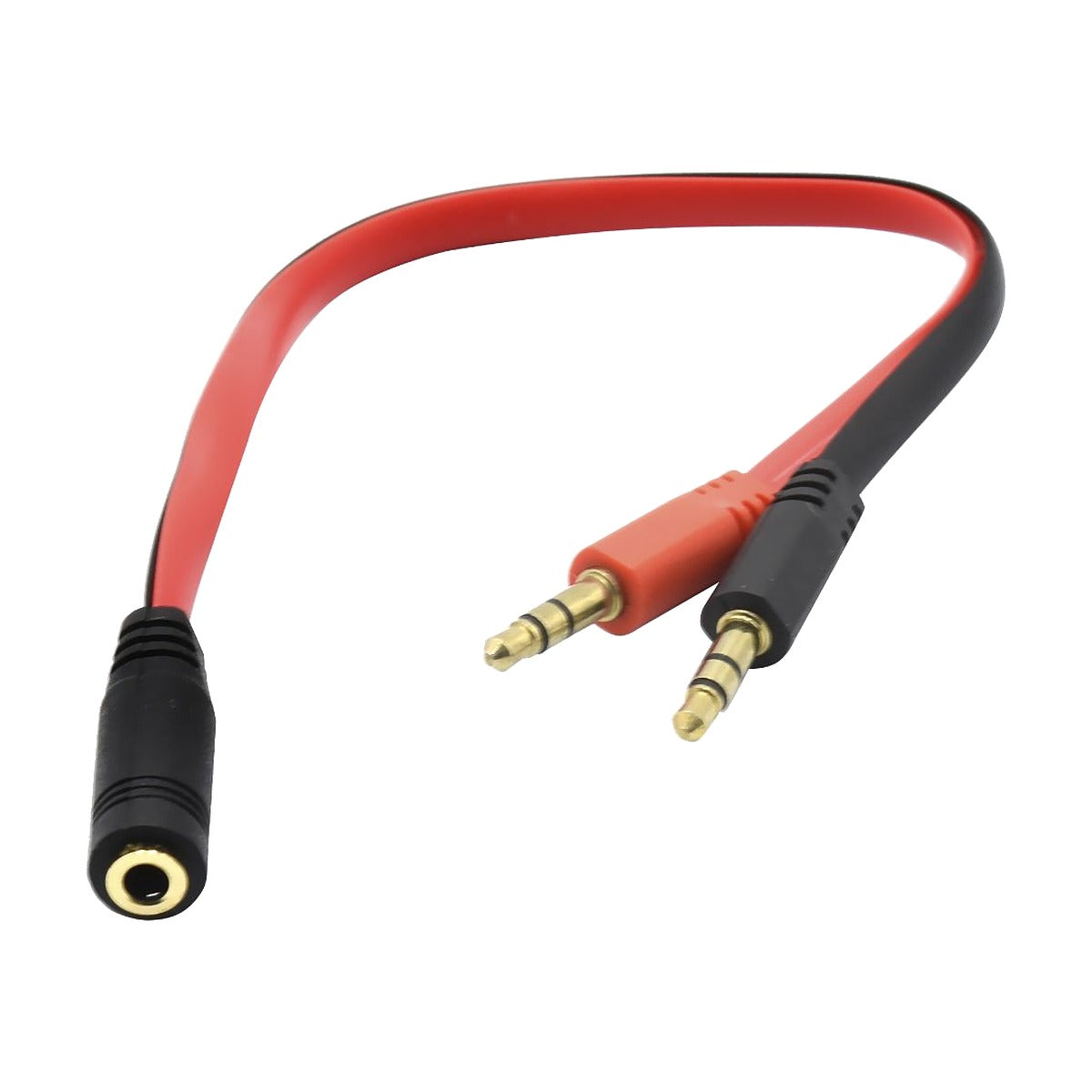 Cable adaptador de audio con entrada hembra 3,5 mm y dos plugs macho rojo y negro