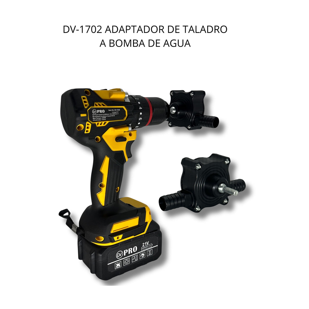 Adaptador de Taladro a Bomba de Agua DV-1702 Alta Transferencia de DIVINO, producto centrado sobre fondo blanco