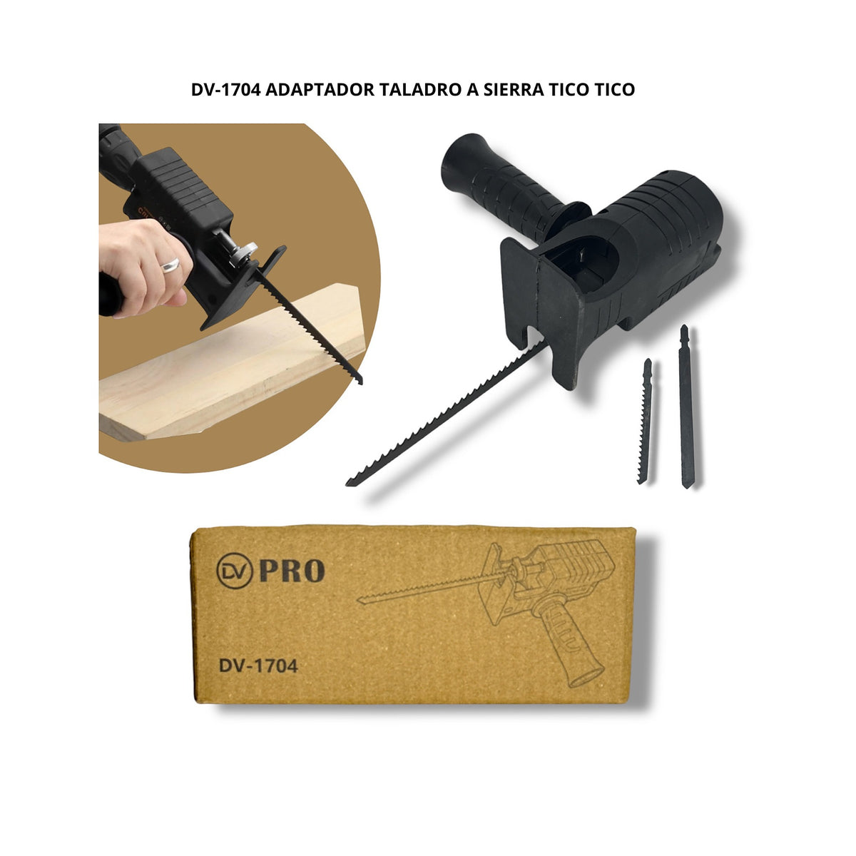 Adaptador de Taladro a Sierra Tico Tico DV-1704 Corte Multiuso de DIVINO, producto centrado sobre fondo blanco