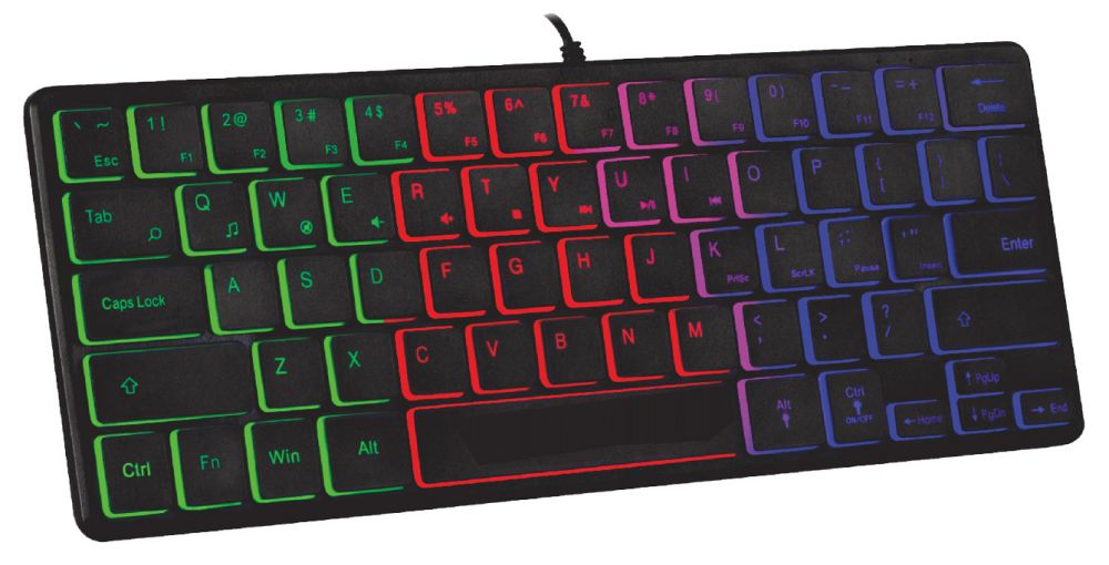 Teclado Mini USB SATE AK-872 de 64 teclas con retroiluminación