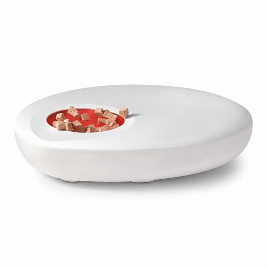 Alimentador Automático para Mascotas Sate A-D5MW Programable sobre fondo blanco