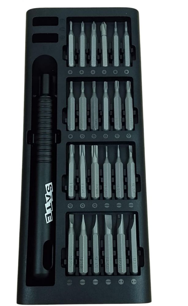 Kit destornillador de precisión SATE A-KS511 con 51 piezas en caja de aluminio