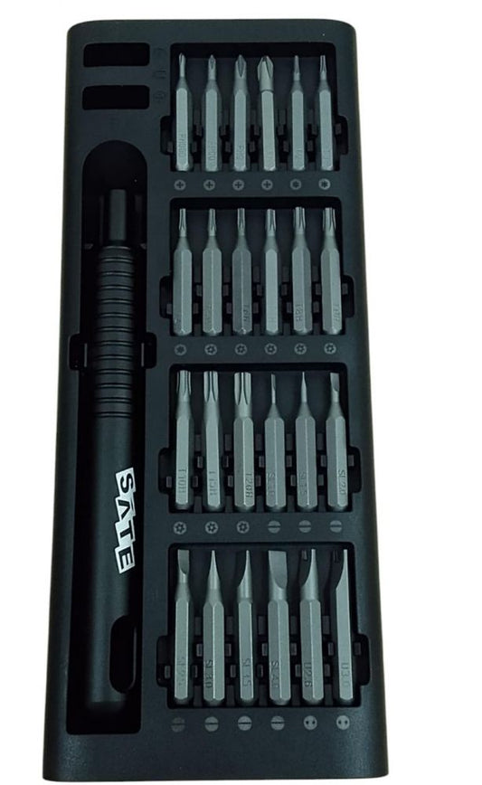 Kit destornillador de precisión SATE A-KS511 con 51 piezas en caja de aluminio
