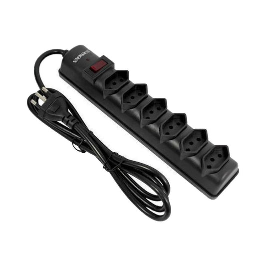 Prolongador eléctrico SATE A-R04 de 6 tomas tipo Brasil con protección