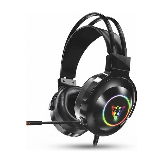 Auricular Gamer USB con Micrófono para PC Negro, vista de producto sobre fondo blanco