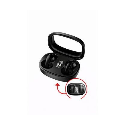 Auriculares Bluetooth SATE AE-6531 Negro con Control Táctil sobre fondo blanco