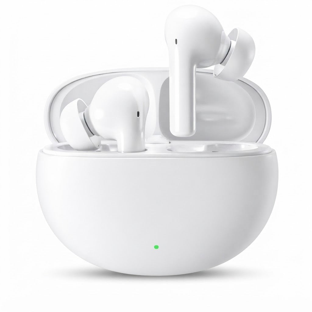 Auriculares Inalámbricos TWS SATE AE-AI632 Bluetooth con Traducción Automática sobre fondo blanco