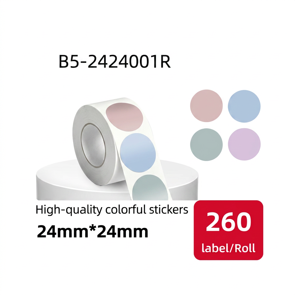 Etiqueta Térmica Autoadhesiva redonda 24x24 mm colores pastel SATE B5-2424001R