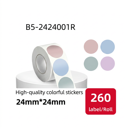 Etiqueta Térmica Autoadhesiva redonda 24x24 mm colores pastel SATE B5-2424001R