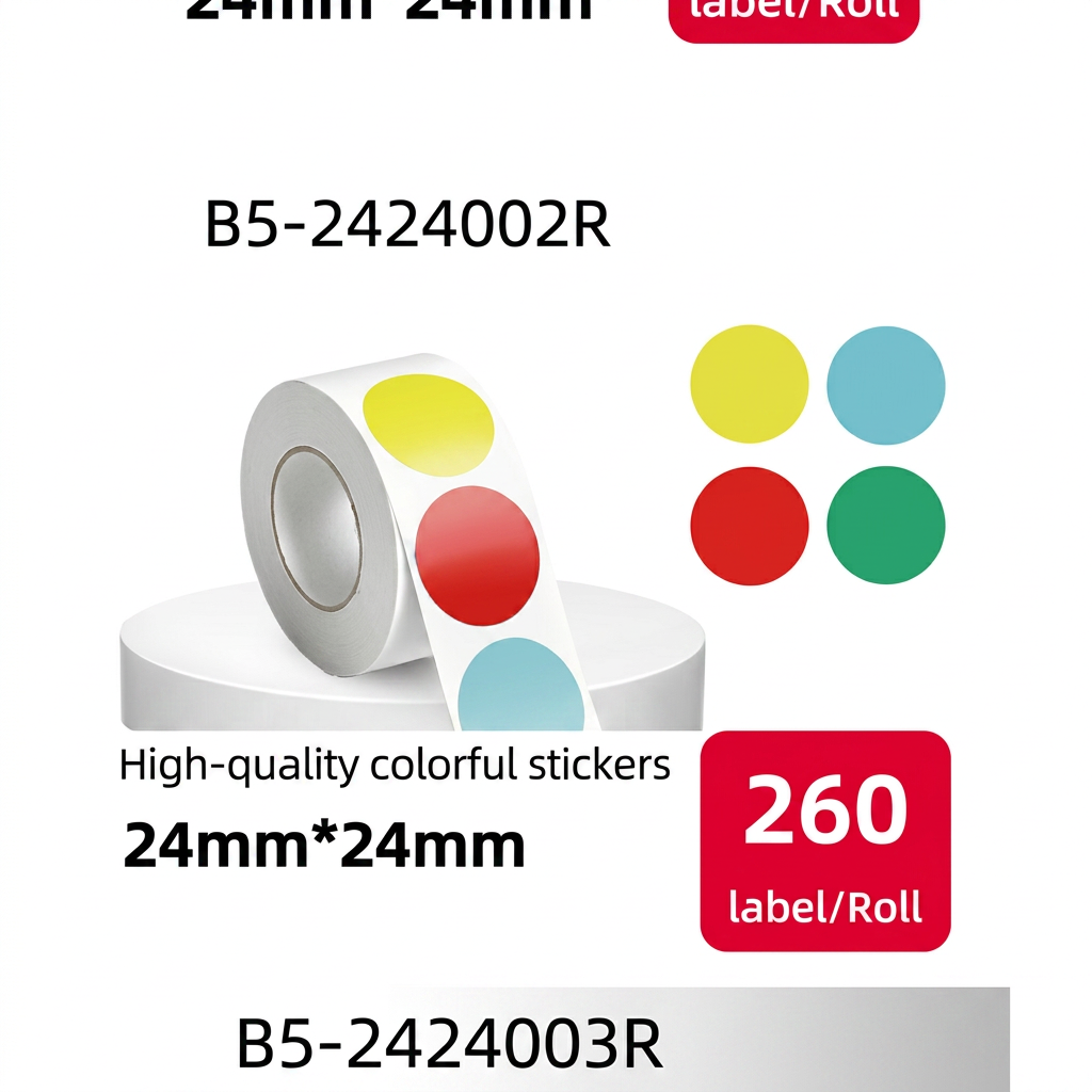 Etiqueta Térmica Autoadhesiva redonda 24x24 mm colores vivos SATE B5-2424002R