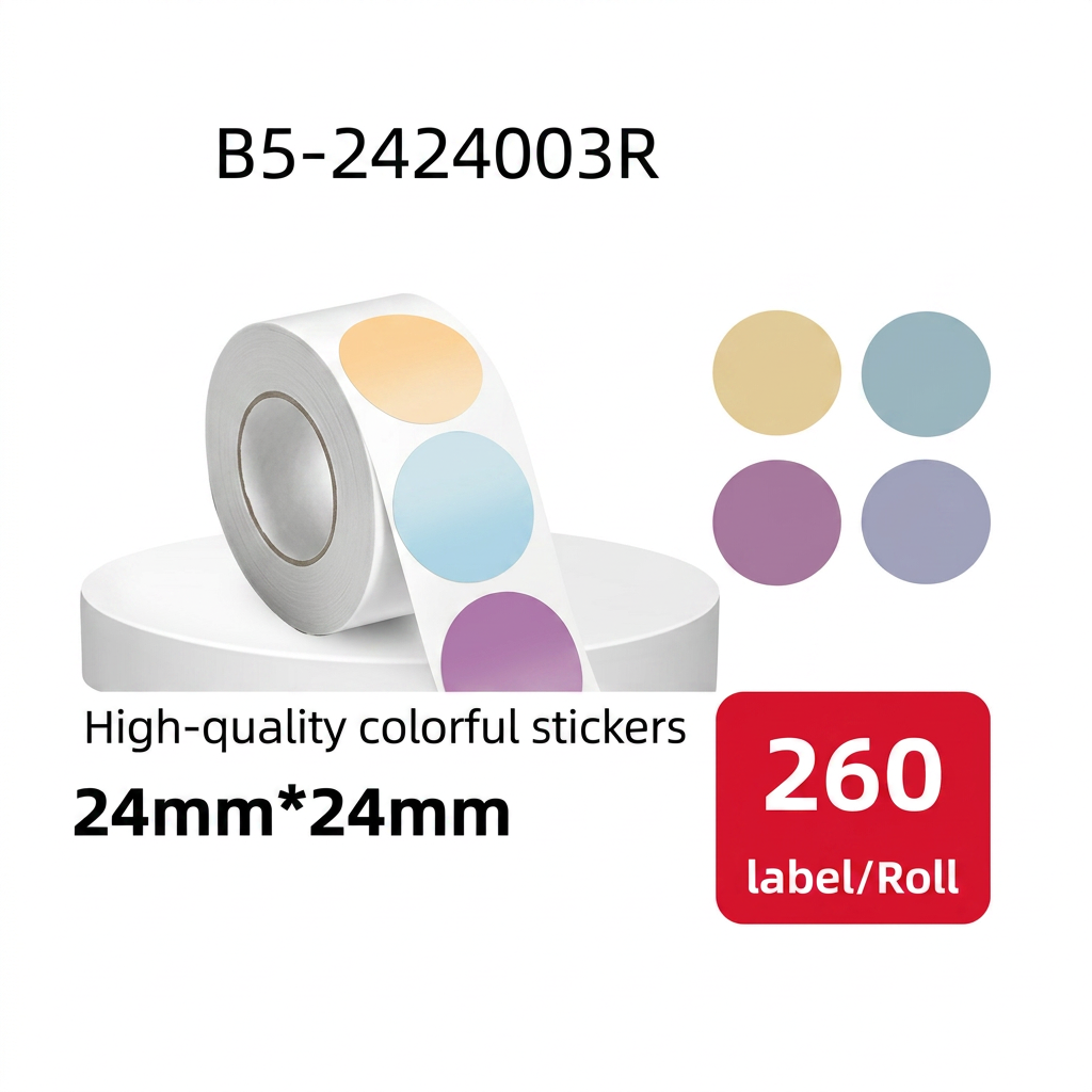 Etiqueta Térmica Autoadhesiva redonda 24x24 mm colores pastel SATE B5-2424003R