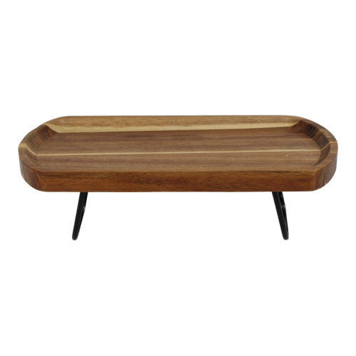 Bandeja de madera con patas de hierro 38 x 13 cm