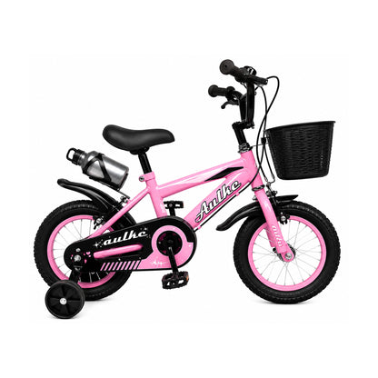 Bicicleta Infantil Aro 12" con Doble Freno y Canasto Rosa de LEVEL, producto centrado sobre fondo blanco