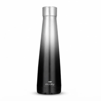 Botella cónica Mobby 500 ml de acero inoxidable en degradé plateado a negro