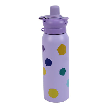 Botella térmica de acero inoxidable 620 ml lila con lunares