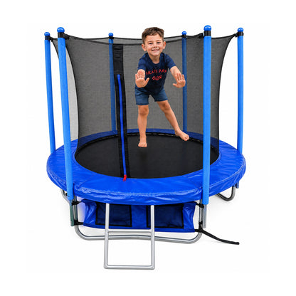 Cama Elástica 6FT con Red de Seguridad y Escalera de LEVEL, producto centrado sobre fondo blanco