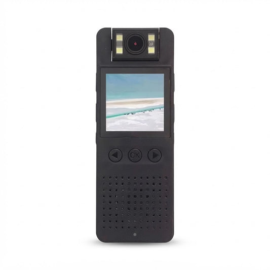 Cámara corporal negra CS06 con pantalla y lente frontal