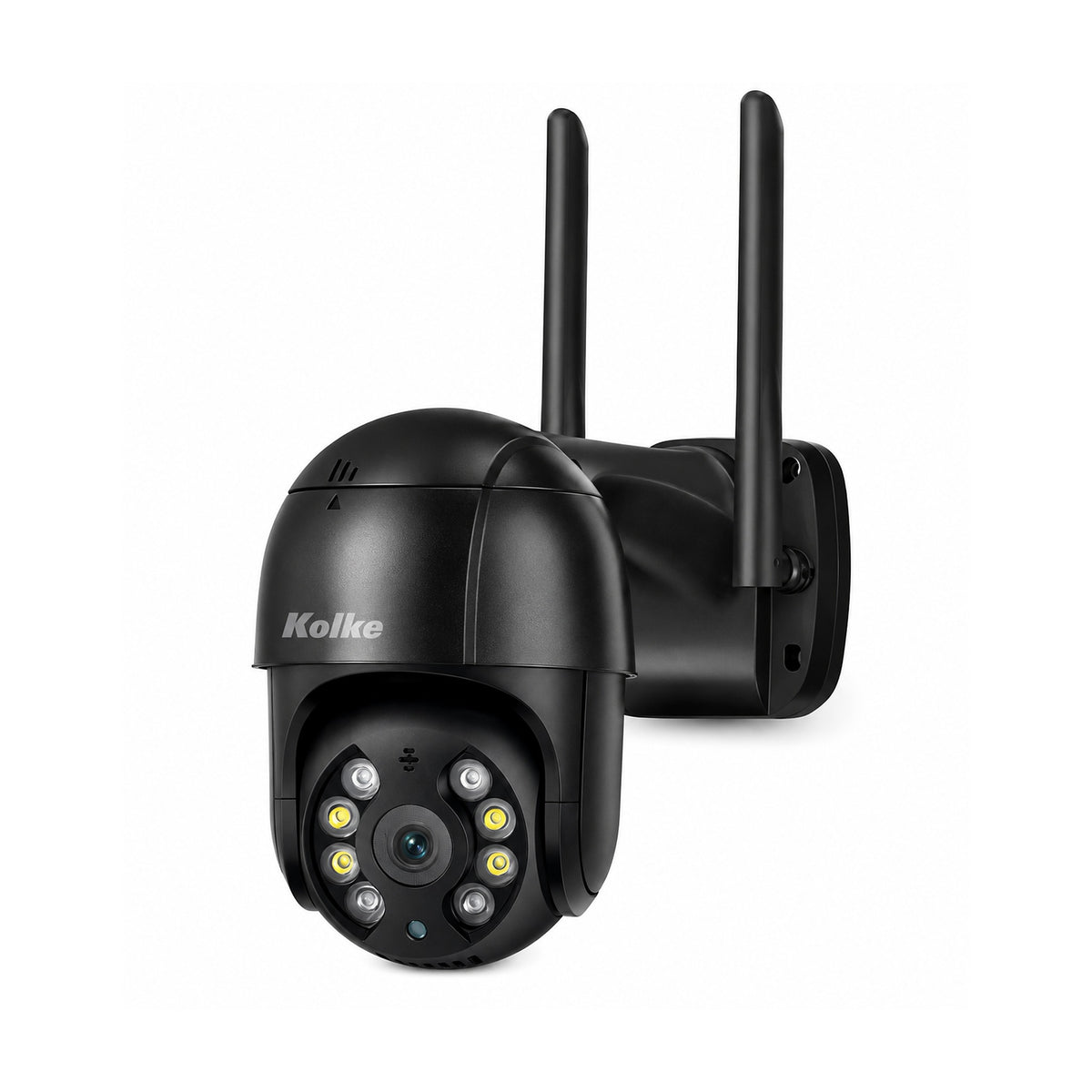 Cámara Smart PTZ Kolke KUC-736 3MP WiFi Dual Band con Seguimiento AI sobre fondo blanco, vista completa del producto