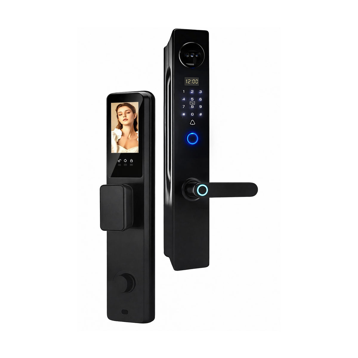 Cerradura Digital Inteligente SL-82 con Reconocimiento Facial 3D de SATE, producto centrado sobre fondo blanco