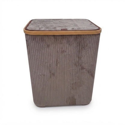 Cesto de Ropa con Tapa de Bambú Marrón Claro 66L
