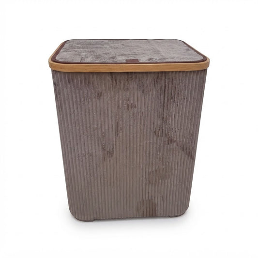 Cesto de Ropa con Tapa de Bambú Marrón Claro 66L 40x33x50 cm, vista de producto sobre fondo blanco