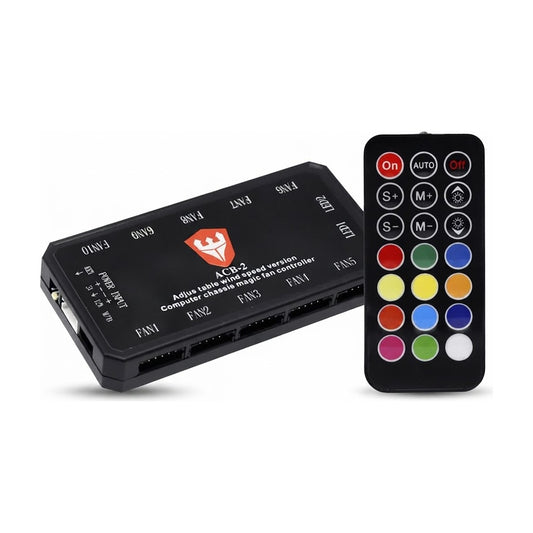 Controladora ARGB ACB-2 5V de 10 Puertos con Control Remoto, vista de producto sobre fondo blanco