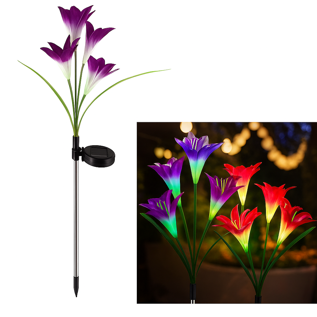 Lámpara Solar Decorativa con Diseño de Flor
