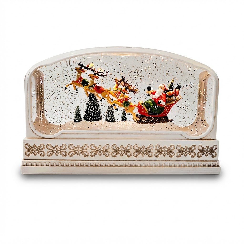 Adorno navideño alargado con trineo de Papá Noel y renos