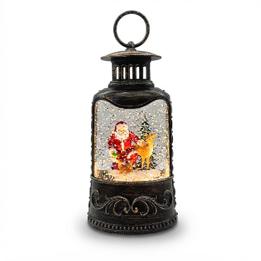 Farol navideño SATE WDL-26025B con Papá Noel y luz LED en su interior
