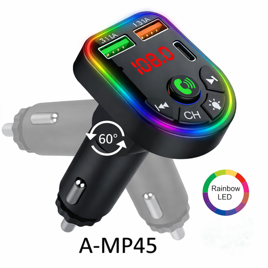 Transmisor para Auto A-MP45 Bluetooth FM USB Dual USB + USB-C PD