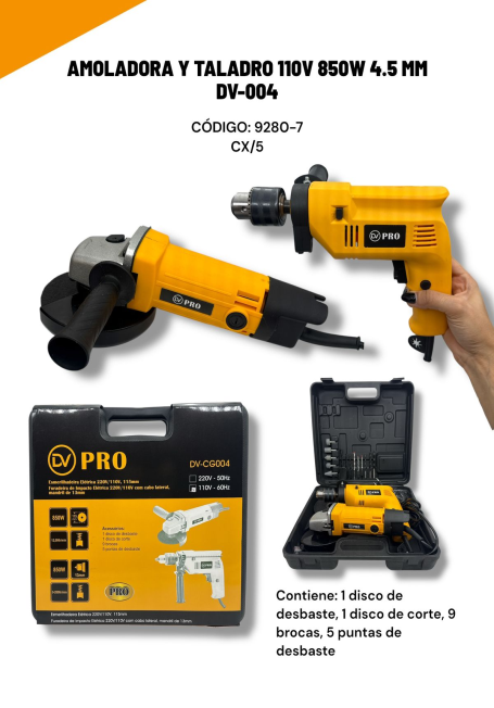 Amoladora y Taladro 2 en 1 DIVINO DV-004 850W