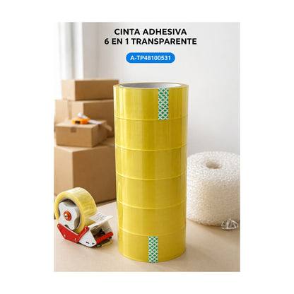 EMB. CINTA ADHESIVA 53*48/100M - 6 UNIDADES de SATE, producto centrado sobre fondo blanco