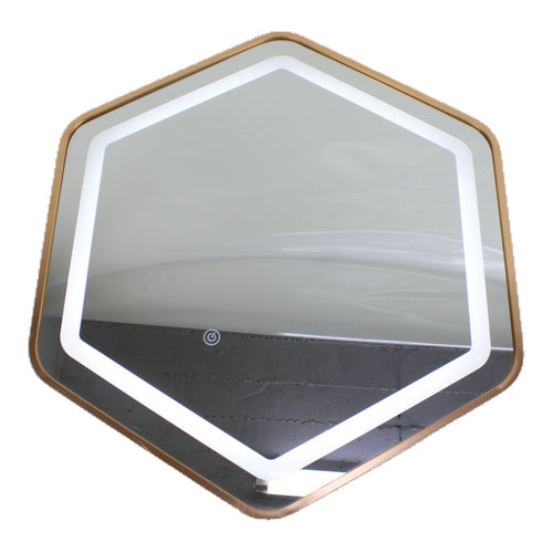 Espejo LED hexagonal 60 x 60 cm con luz tricolor