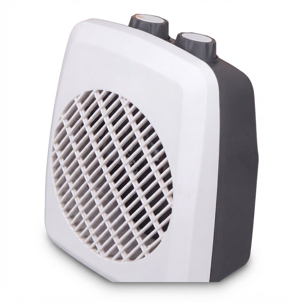 Estufa Eléctrica Termoventilador Vertical con Termostato, vista de producto sobre fondo blanco