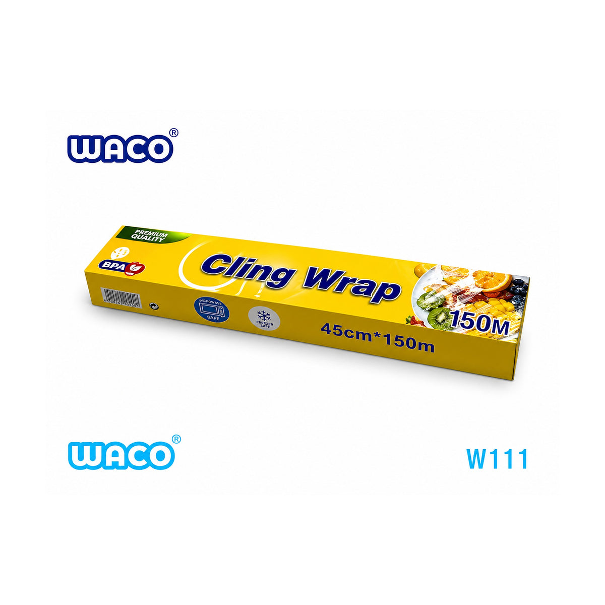 Film Transparente W111 45cm x 150m Rollo de SATE, producto centrado sobre fondo blanco