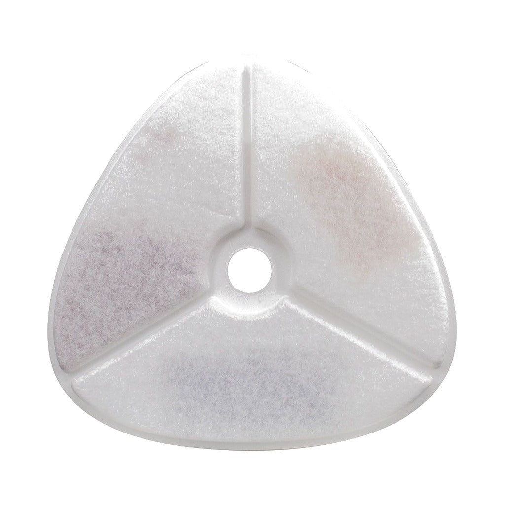 Filtro triangular blanco con carbón activado para fuente de agua de mascotas