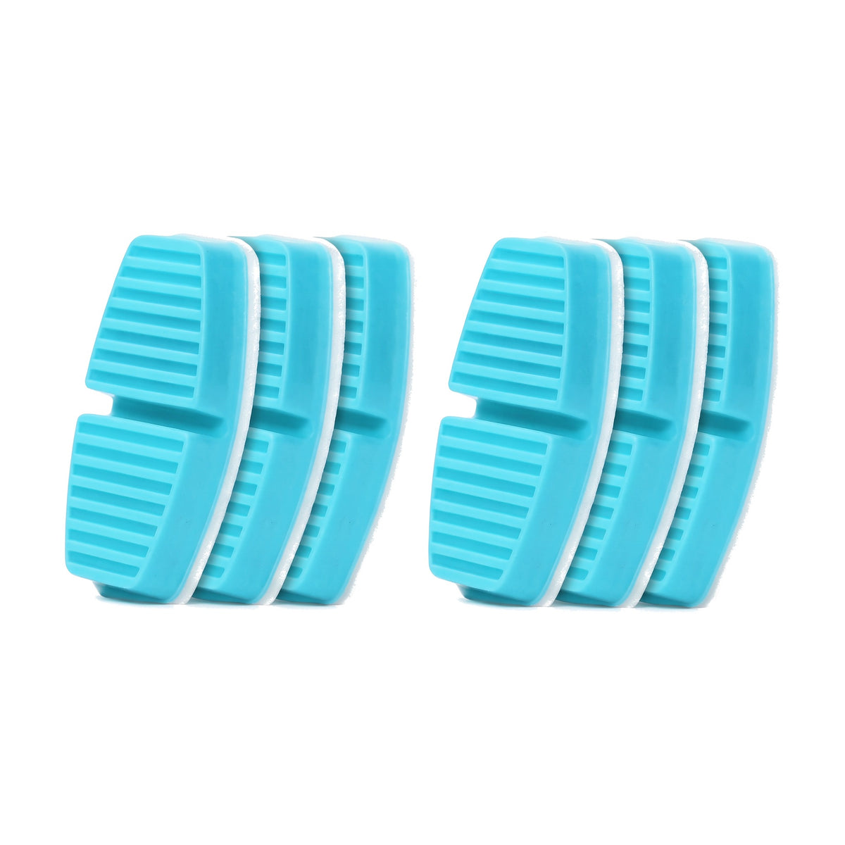 Seis almohadillas filtro celestes rectangulares para fuente de agua