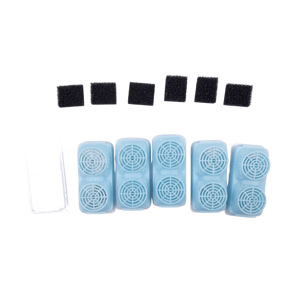 Kit de filtros celestes y espumas negras para fuente de agua de mascotas