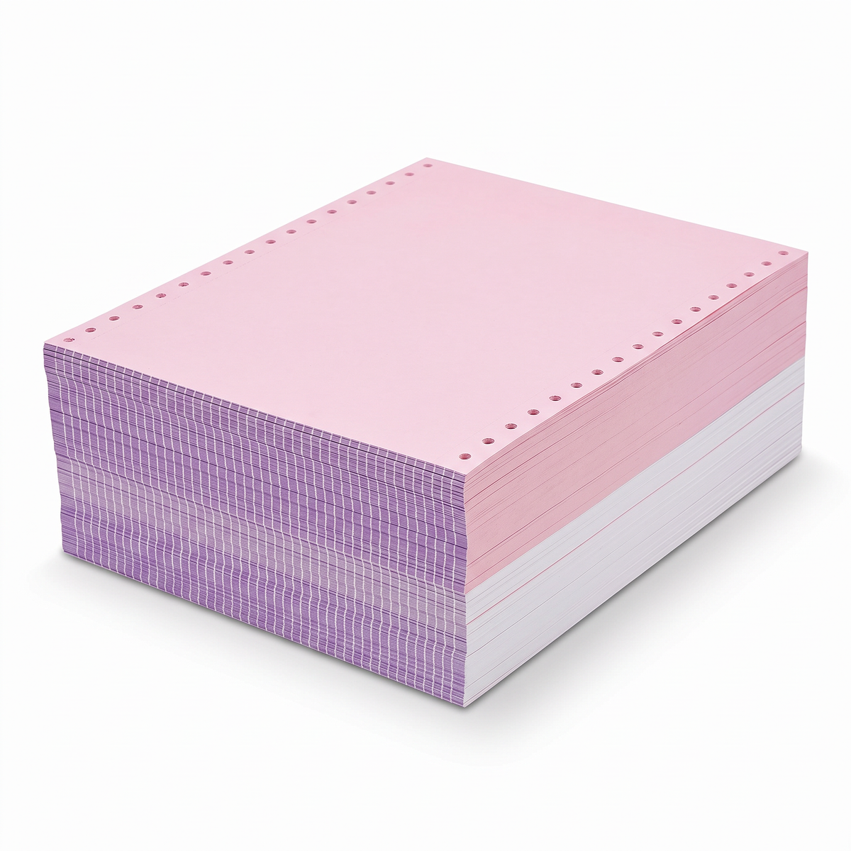 Pila de formulario continuo de 2 vías en papel blanco y rosado