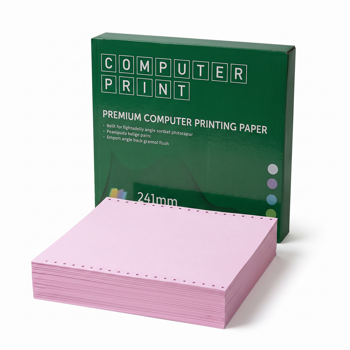 Caja de formulario continuo con pila de hojas rosadas de 2 vías